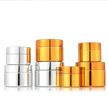 5g-50g Electroplated Gold Silver Glass Cream Jar for Essence Lotion Skin Care Cream Emulsion Serum