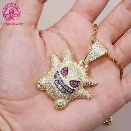 Customized Moissanite Iced Out Devil Pendant 925 Sterling Silver With Gold Plated Moissanite Hip Hop Necklace for Men