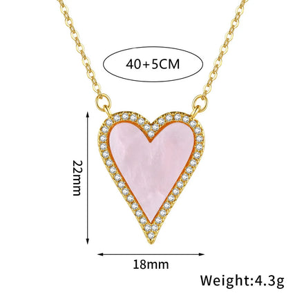 Ins Style Designer Classic Girls Heart Necklace Copper Plated 18k Real Gold Zircon Heart Shaped Pendant Necklace for Women