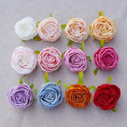 Hot Sale 8cm Silk Wedding Faux Roses Artificial Rose Flower Heads for Flower Wall Decoration