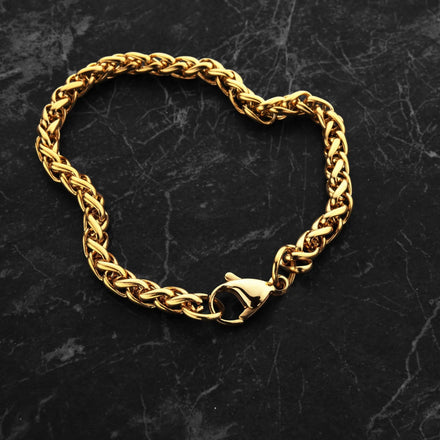 Waterproof Mens Jewelry Rope Figaro Cuban Bracelet New Trendy PVD 18k Gold Plated Stainless Steel Wheat Chain Bracelet for Women