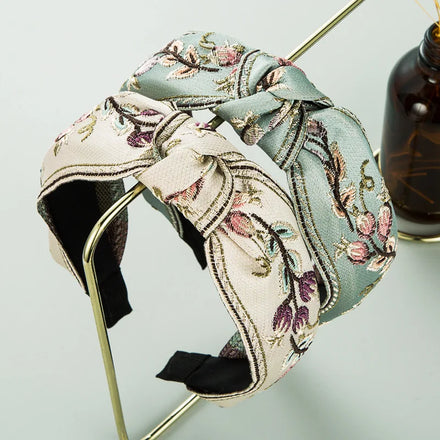 Fashion Embroider Flower Linen Knot Headbands Hair Accessories Bridal Accessories