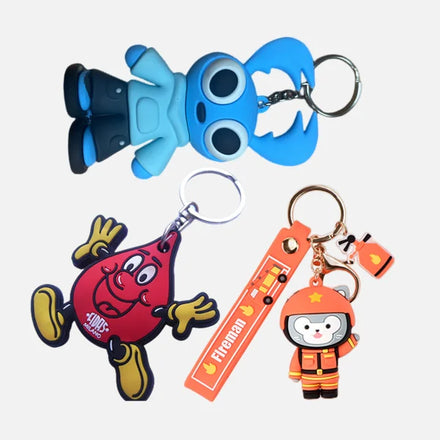 3D PVC Kawaii Cute Cartoon Character Keyring Key Chain Ring 3D Character Keychain Pvc Rubber Key Chains Customization