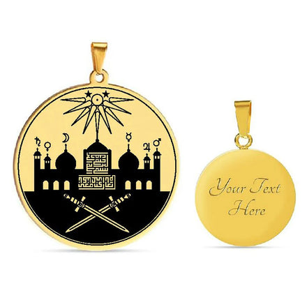 Laser Engraving Gold Black Steel Preces Castri Prayers of the Castle Amulet Talisman Jewelry Stainless Steel Pendant Necklace