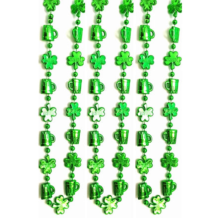 Haiwin Party St Patricks Day Green Shamrock Beer Mug Beads Necklaces Accessories