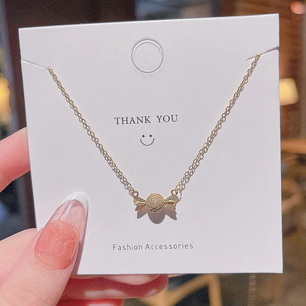 GT Hot Sales Crystal Rhinestone Sweets Pendant Titanium Steel Necklaces for Women