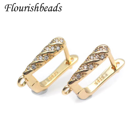 Wholesale Anti Fading Color Gold Plated CZ Paved U Shape Hoop Earring for Accessories Jewelry Making