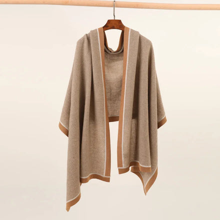 100% Pure Cashmere Shawl Oversize Knitted Pashmina Stole Color Blocking Soft Winter Wrap for Women