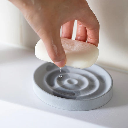 SHIMOYAMA Home Bathroom Novelty Quickly Dry Round Diatomaceous Earth Soap Non-slip Draining Dish Tray Holder Diatomite Soap Dish