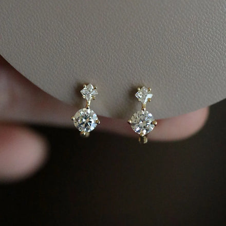 Fine Jewelry Simple Pure 925 Sterling Silver Shiny 2 Zircon Small Mini Hoop Earrings for Women Girls