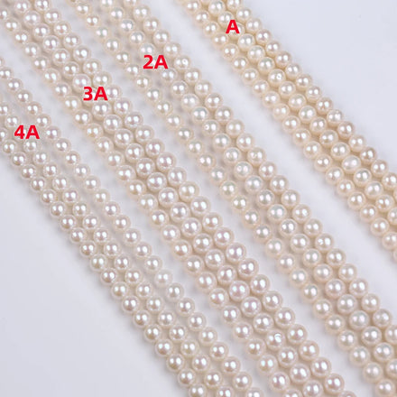 Zhuji Natural White 6-7mm round Freshwater Pearl Strands Loose Pearls in 6-7mm Size