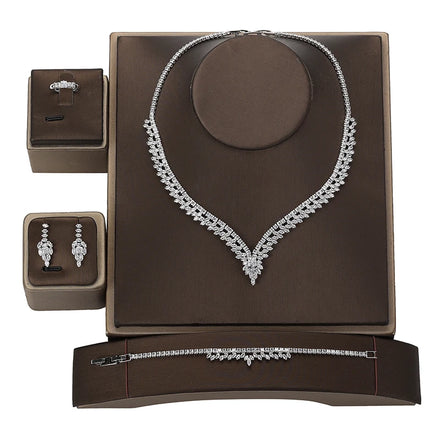Jewelry Set Fashion Luxury Zirconia Necklace Bracelet Earrings Ring Wedding 4pcs Jewelry Sets Exquisite Set Bisuteria BN8553