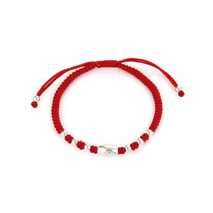 S990 Sterling Silver Red Rope Braided Bracelet Men's and Women's Retro Simple Good Luck Red Rope Bracelet Lovers Jewelry