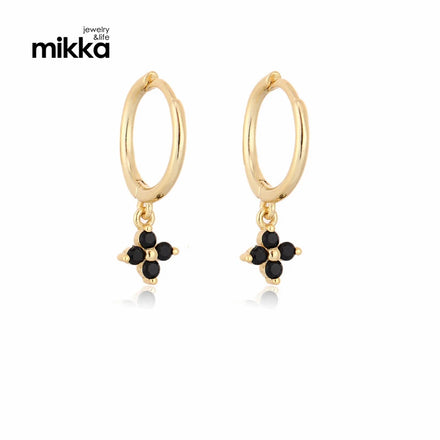 Fashion Gold Plated Colorful Green Flower Zircon Hoop Earrings 925 Sterling Silver Zircon Drop Earrings