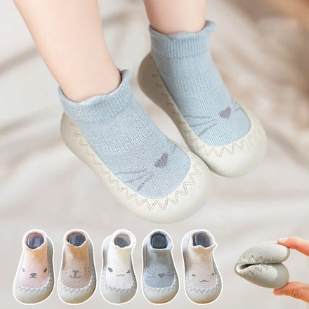 Wholesale Anti Slip Floor Socks Infant Baby Toddler Cotton Shoe Socks With Rubber Sole for Kids