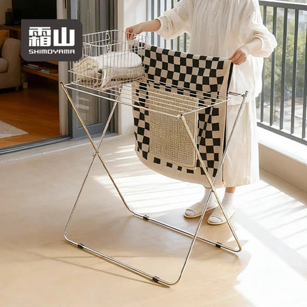 SHIMOYAMA Home Clothes Drying Rack Balcony Foldable Portable Stainless Steel Bath Clothes Towel Drying Rack