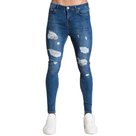 Mens Jeans Black Blue Cool Skinny Ripped Stretch Slim Elastic Denim Pants Large Size for Male Spring Summer Autumn Hip Hop