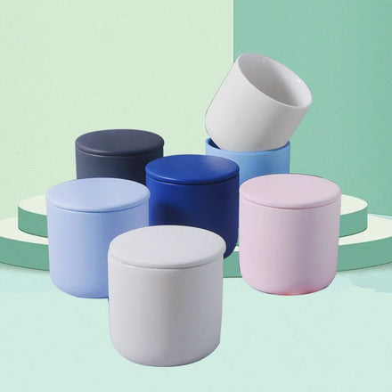 Wholesale Ceramic Soy Candle Jar Ceramic Candle Holder Jars With Lid Fancy Candle Jars