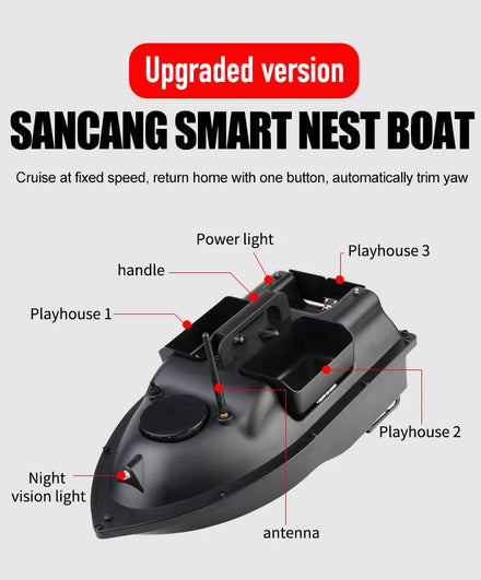 Upgrade 2022 Gps Fishing Rc Bait Boat Auto Driving Back 3 Hoppers Saltwater Rc Bait Boat Gps Carp Bait Boat