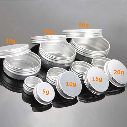 Wholesale Empty Lip Balm Aluminum Cream Jar 10g 15g 20g 30g 50g 60g Small Round Silver Metal Cosmetic Tins With Lid