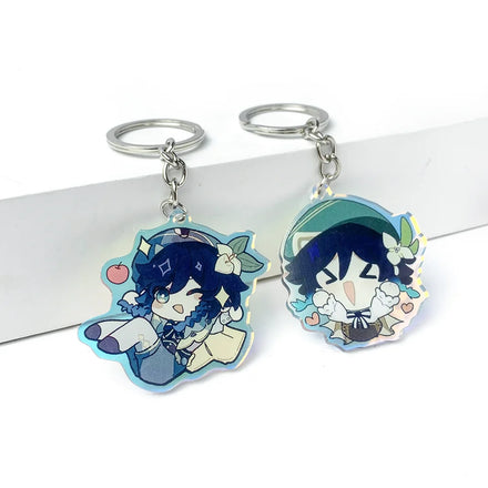 Custom Double Sided Printing Glitter Acrylic Light Durable Keychain Cartoon Holographic Transparent Charm