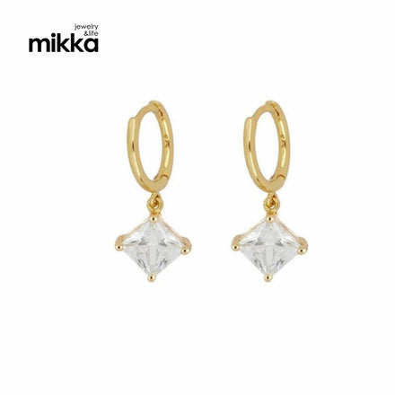 Wholesale Trend Light Luxury Ear Buckles Silver Plated 5A Square Zircon Female Earrings