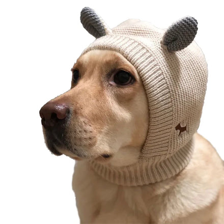 Winter Warm Windproof Dog Head Cover Velvet Knitted Rabbit Ears Pet Dog Headgear Polyester INS Style Animal Pattern Hat for Cats