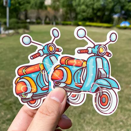 Custom Adhesive Printing Logo Laser Foil Holographic Heart Shape Film Waterproof StickersEuro Laser Hologram Customized Sticker