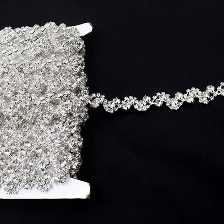 E019 Top Grade Crystal Rope Sew-On Flatback Rhinestone Fringe Trim Ribbon Tassel Chain