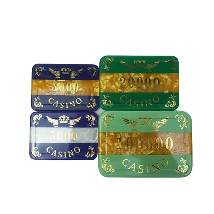 Kaile Factory Acrylic Poker Chips Plaque 68mm 82mm 94mm Rectangle Uv Anti-fake Chip with Value for Casino Royale Gambling Game