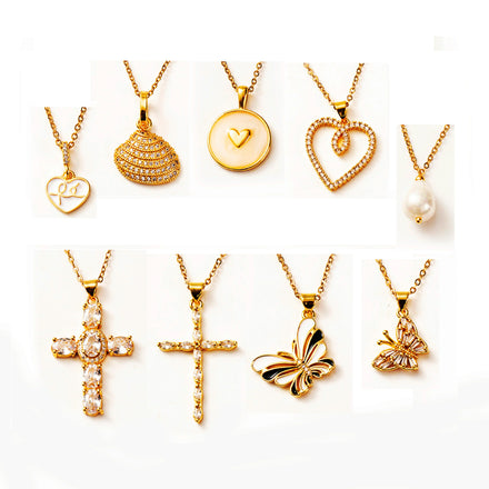 Hiphop Jewelry Crystal butterfly Pendant Seashell Charm Alloy Mens Moissanite Diamond Cross Necklaces Plated 14k Tennis Necklace