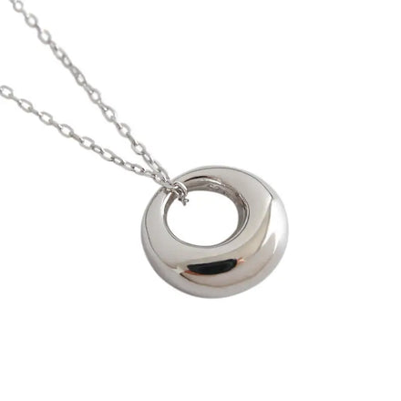 Fashion Simple 925 Sterling Silver Gold Plated Water-wave Chain Round Geometric Hoop Minimalist Personalized Necklace