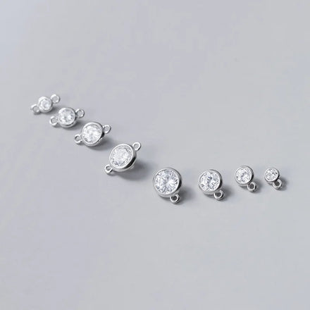 4mm 5mm 6mm 7mm 925 Sterling Silver Round Zircon Pendant Connecting Clasp Jewelry Accessories
