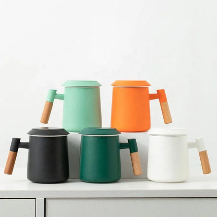 New Product 450ml Ceramic Coffee Mugs Wholesale Ceramic Tea Cups with Infuser