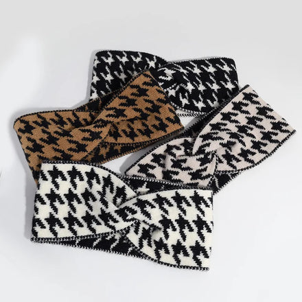 BOHO Retro Knit Knot Cross Headband for Women Wide Edge Headband Makeup Face Wash Hairband Knot Stripe Hairband Accessories
