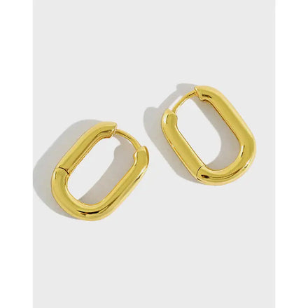 925 Sterling Silver Geometric Hoop Earrings with Gold Plating-Trendy Wedding & Party Gift