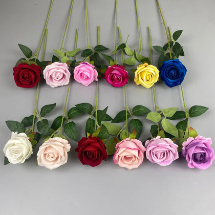 EG-VG251 Wedding Home Decoration Bouquet Yellow Red Artificial Fabric Artificial Velvet Roses