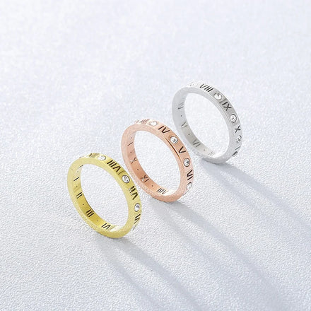 Eternal Classic Design Geometric Fashion Charm Jewelry Stainless Steel 18k Gold Round Zircon Woman Diamond Engagement Ring