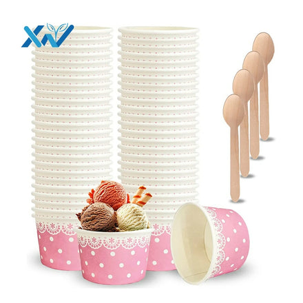 6oz Customized Design Food Containers Wholesale Recyclable Material Kraft Paper Soup Salad Bowl With Lid Food Paper Bowl