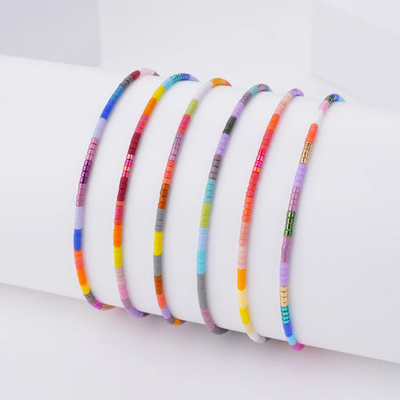 Wholesale Multicolor String Woven Tiny Glass Seed Beads Bohemian Rainbow Miyuki Bracelets