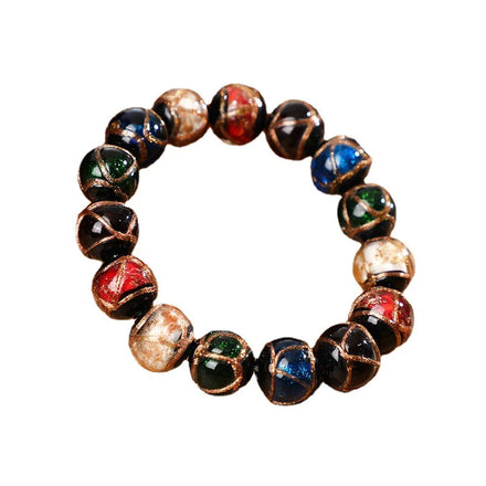 Palace Glass Five Elements Gold Swallowing Beast Fashion Bracelet for Men and Women