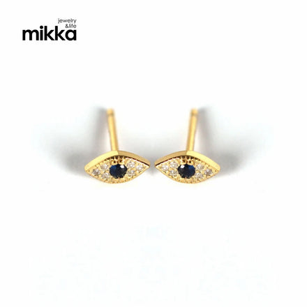 European Minimalist Jewelry S925 Sterling Silver Pave Cubic Zirconia Evils Eyes Stud Earring