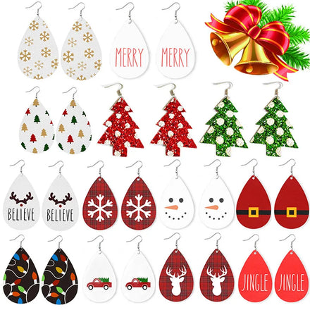 Theme Earrings Drop Earrings Trendy Manufacturers Wholesale Popular Christmas Christmas Tree Friendship Pu Women's Mixed 1 Pair