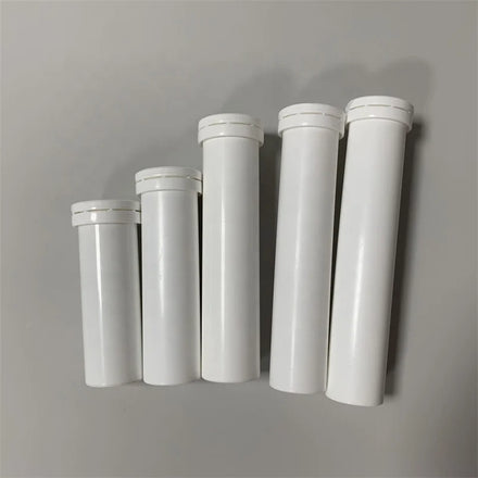 Plastic PP Empty Moisture Proof Container Full Size Effervescent Tablet Tube with Desiccant Silica Gel Spring Cover