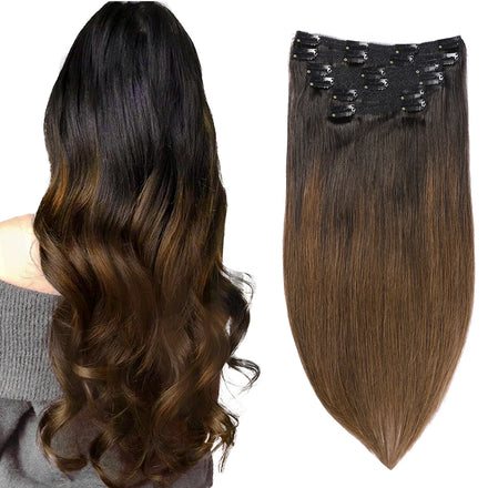 High-End Market Full Head Double Drawn Laced Clip in Hair Extension
