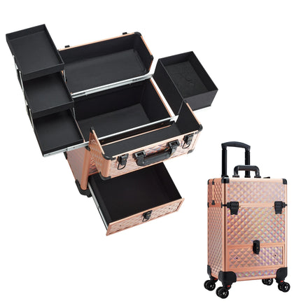 High Quality Portable Rolling Trolley Train Case for Nail Polish Cosmetics Storage Large Capacity Open Closure Water Resistant