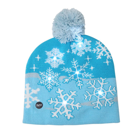 Unisex LED Christmas Hat Gift Light up Deer Knitted Beanie Xmas Hat