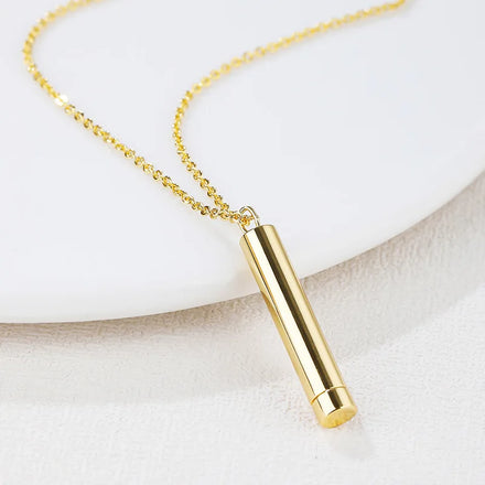 Wholesale Cylinder Vertical Bar Necklace Brass Gold Plated Smooth Necklace for Couple