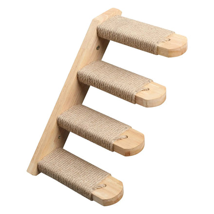 Modern Cat Climbing Shelf Wall Mounted Four Step Cat Stairway with Jute Scratching for Cats Perch Platform Supplies