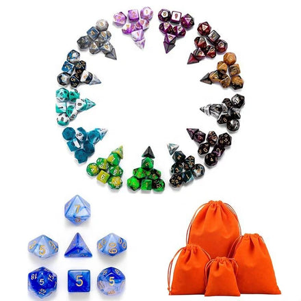 Game Accessories 2 Mixed Color Plastic Polyhedral DND Dice Set for Farkle Classic Dice Game